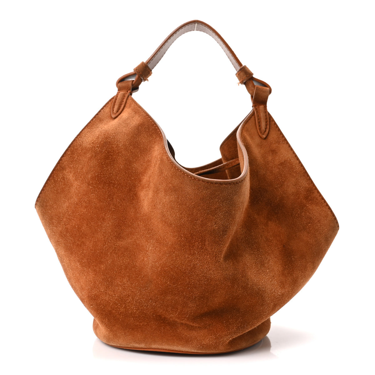 Khaite Suede Calfskin Mini Lotus Tote Caramel 1 of 9