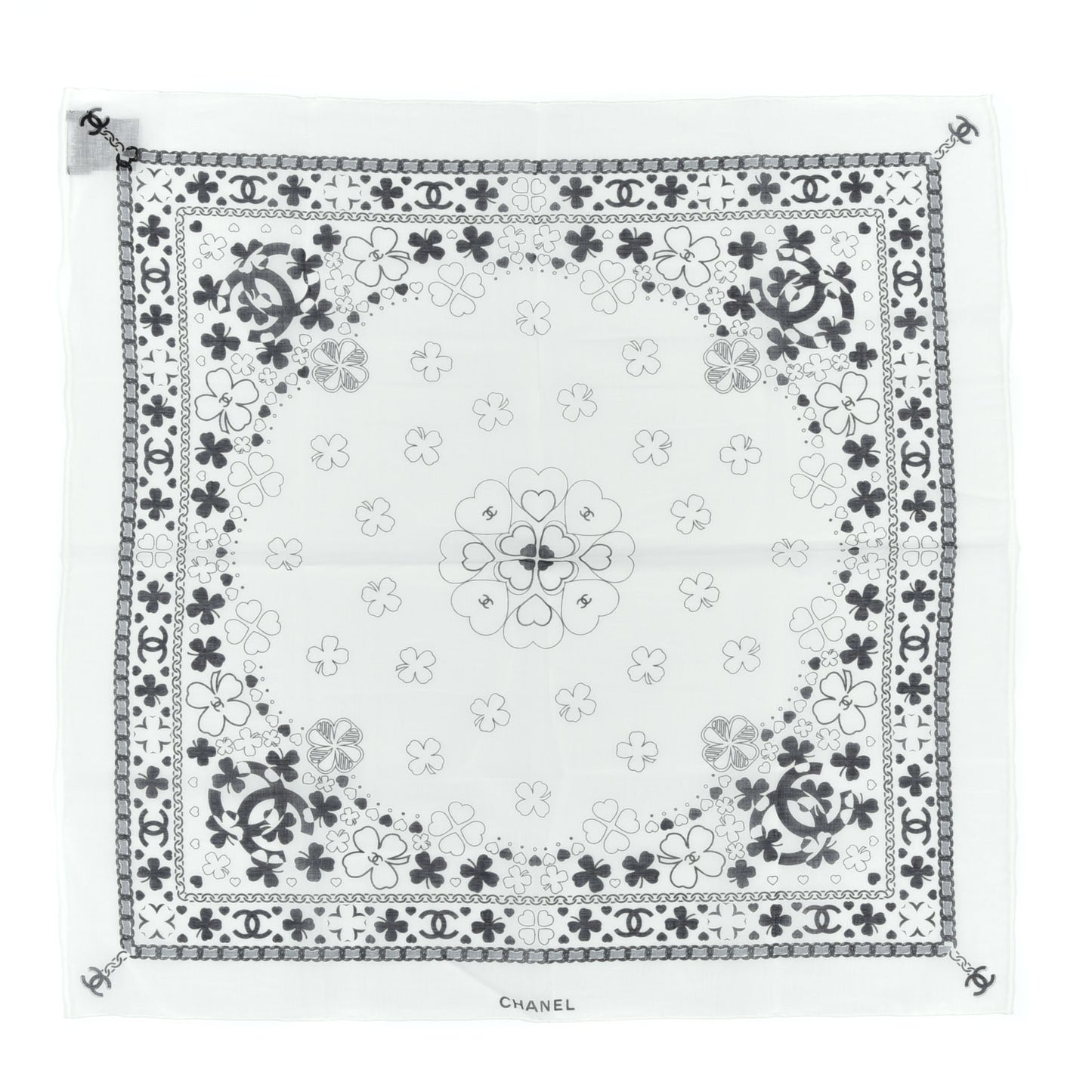 Cotton CC Bandana Scarf White