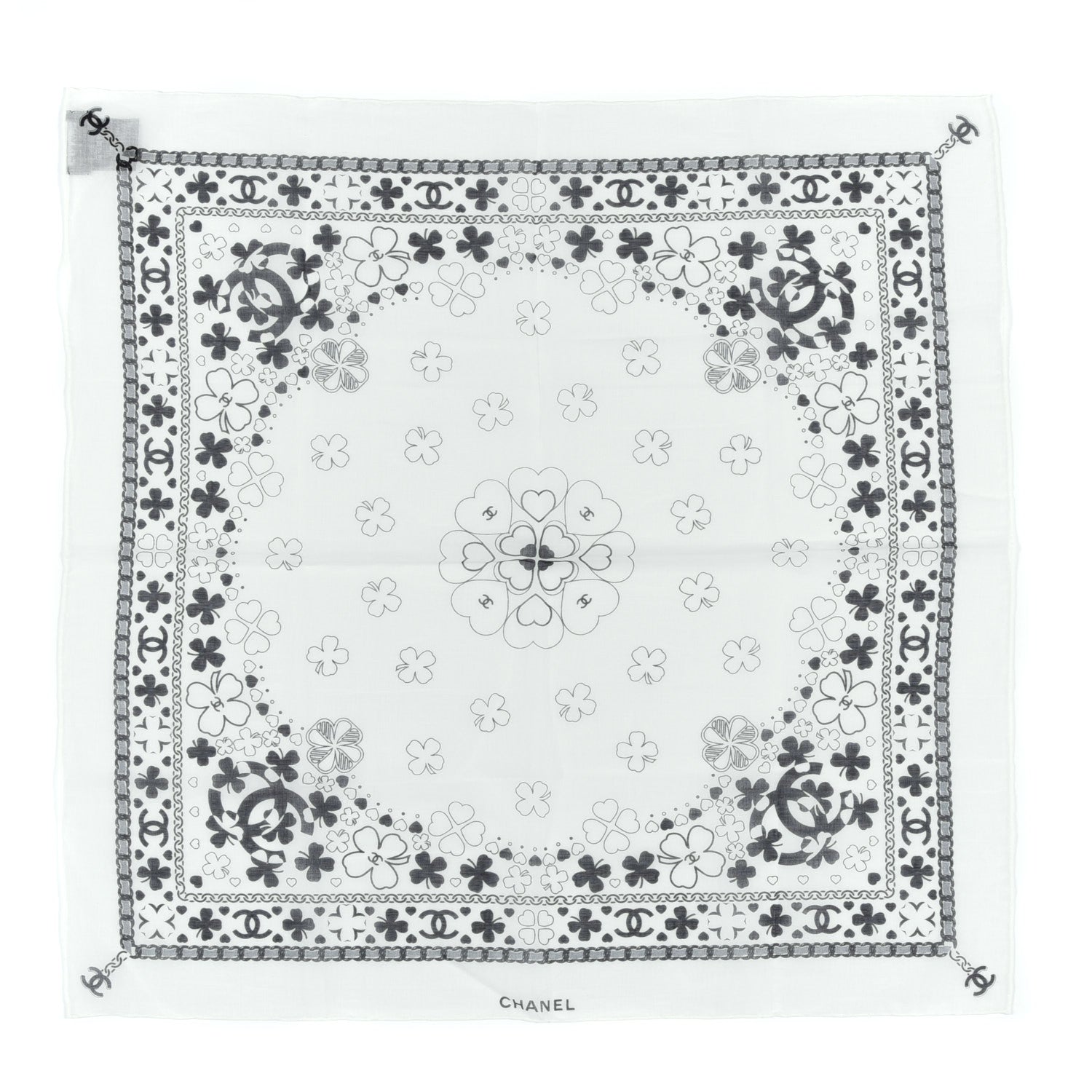 Chanel Cotton CC Bandana Scarf White 1 of 3