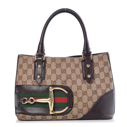 Gucci Monogram Small Hasler Tote Dark Brown 1 of 7