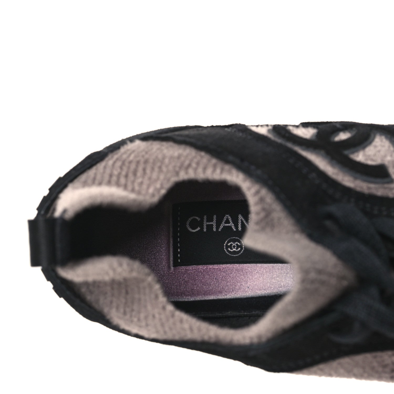 Chanel Fabric Suede Calfskin CC Sneakers 41 Grey Black 6 of 7