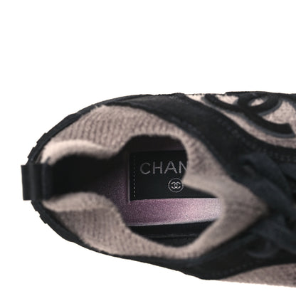 Chanel Fabric Suede Calfskin CC Sneakers 41 Grey Black 6 of 7