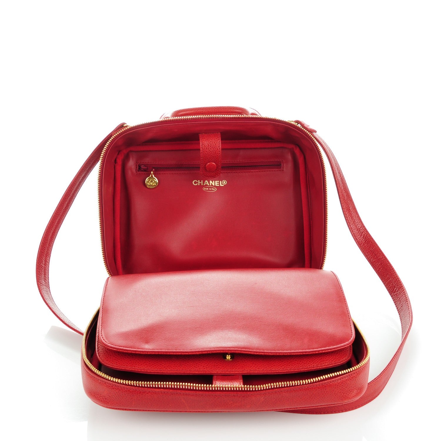 Chanel Caviar CC Vanity Cosmetic Case Red 5 of 9