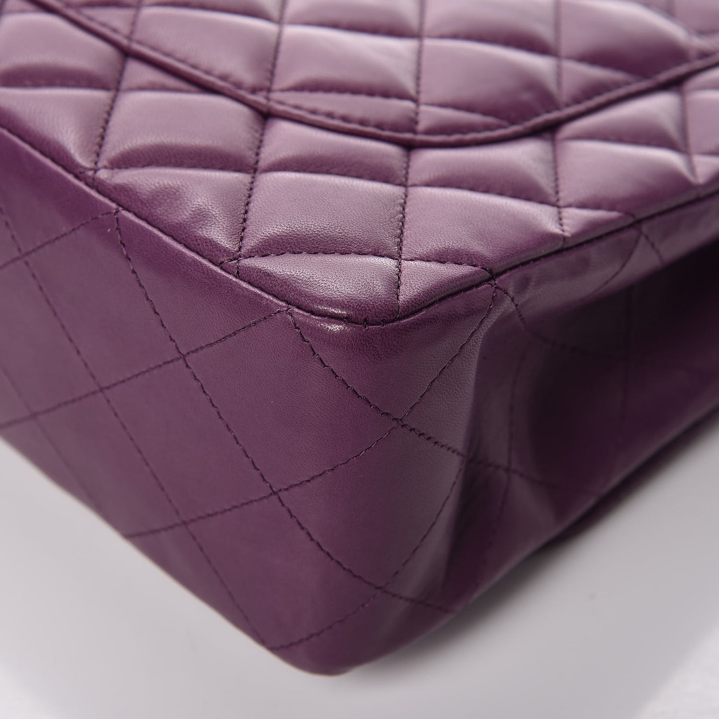 Lambskin Quilted Jumbo Single Flap Dark Purple