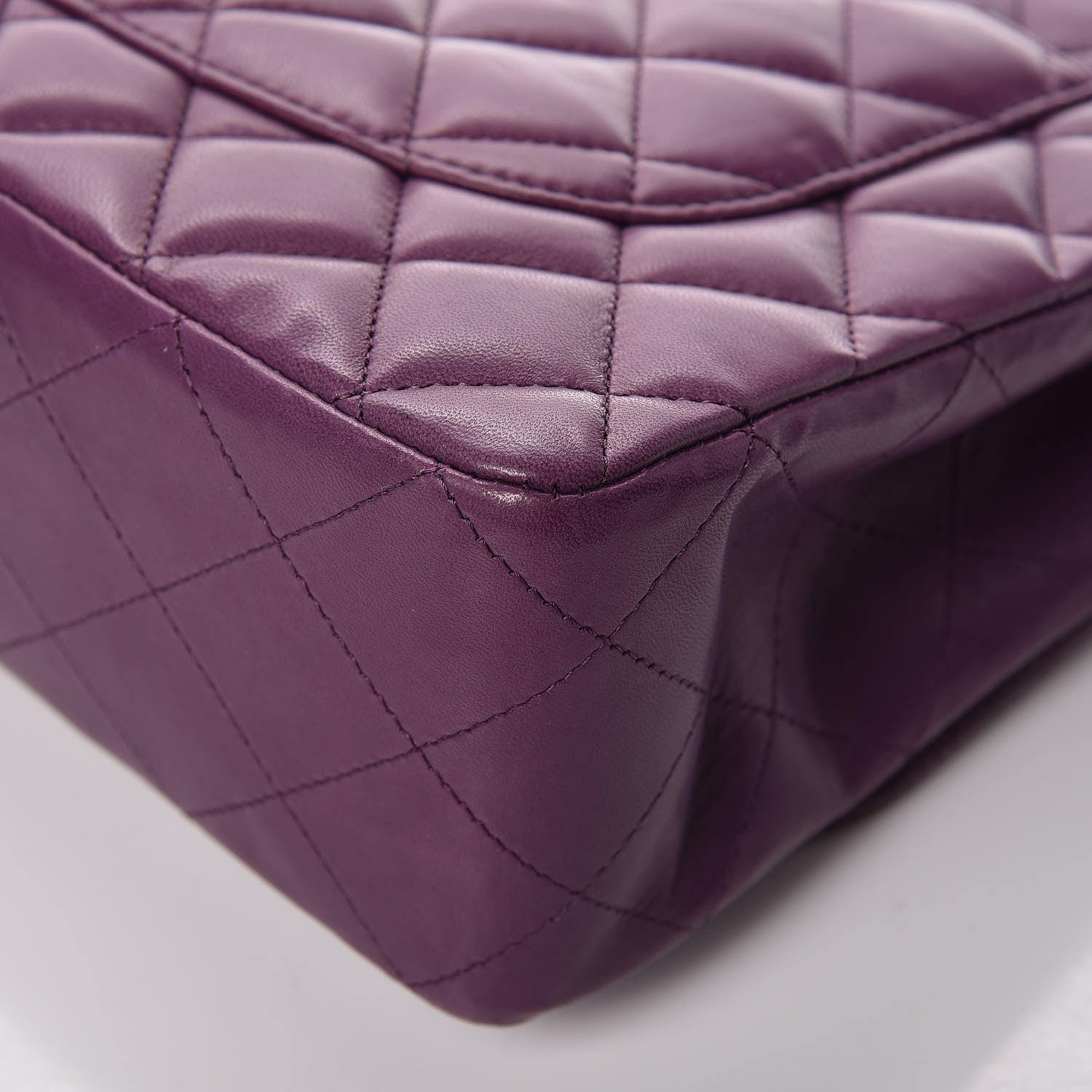 Chanel Lambskin Quilted Jumbo Single Flap Dark Purple 11 of 15