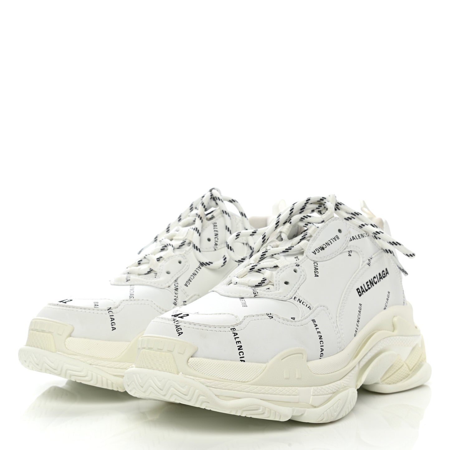 Technical Fabric Allover Logo Mens Triple S Sneakers 42 White Black