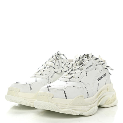 Balenciaga Technical Fabric Allover Logo Mens Triple S Sneakers 42 White Black 3 of 8