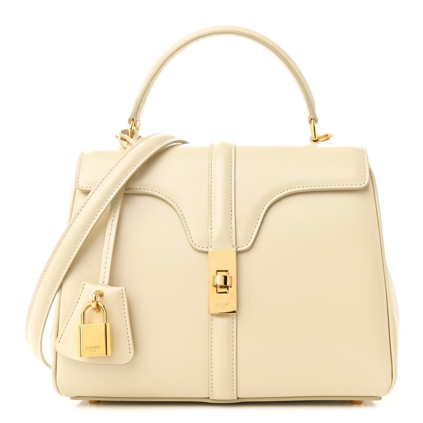 Satinated Calfskin Small 16 Top Handle Bag Limestone