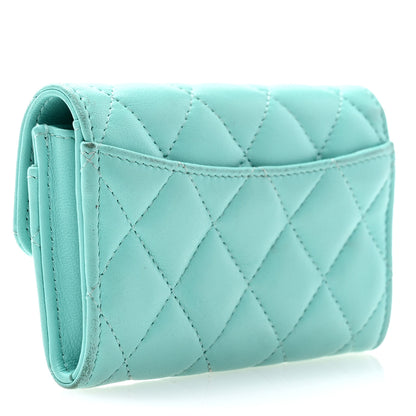 Chanel Lambskin Quilted Flap Card Holder Wallet Light Blue 3 of 12