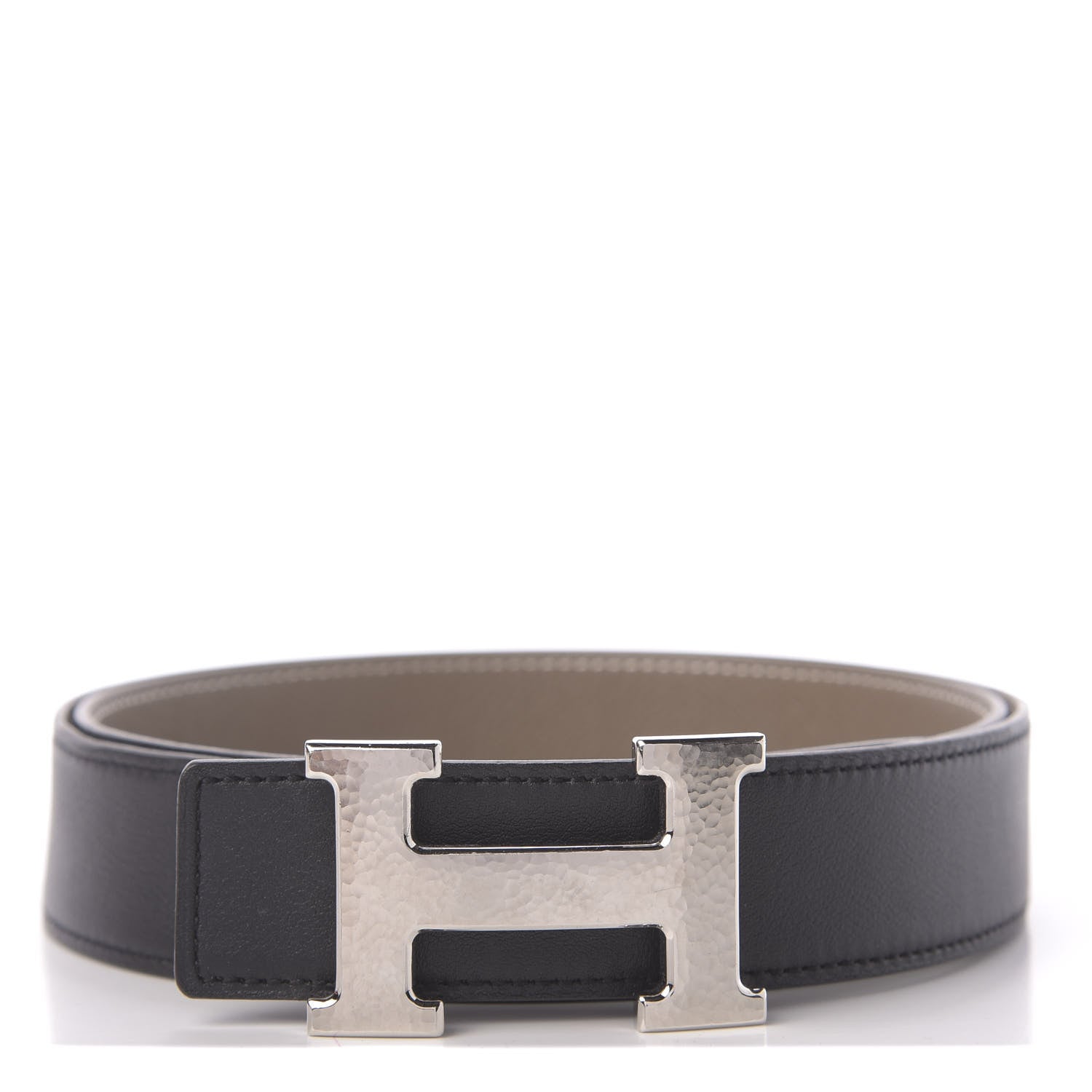 Hermes Swift Epsom 32mm Martelee H Belt 90 Black Etoupe 1 of 9