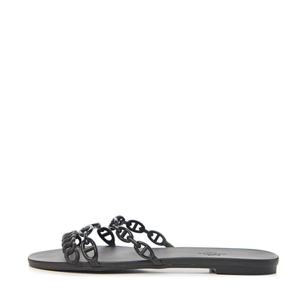 Hermes Rubber Chaine d'Ancre Rivage Sandals 41 Black 1 of 10