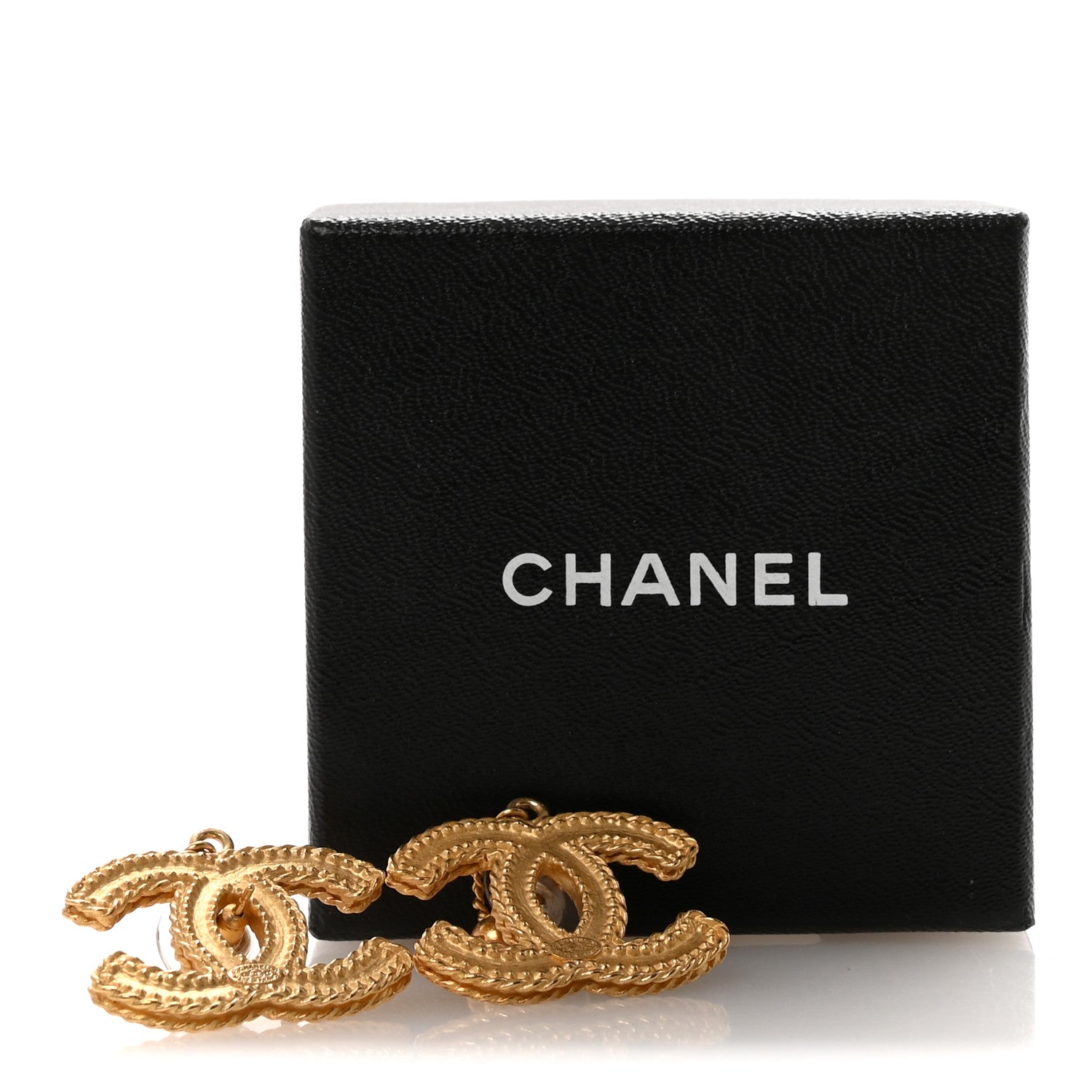 Chanel CC Drop Earrings Matte Gold 5 of 5