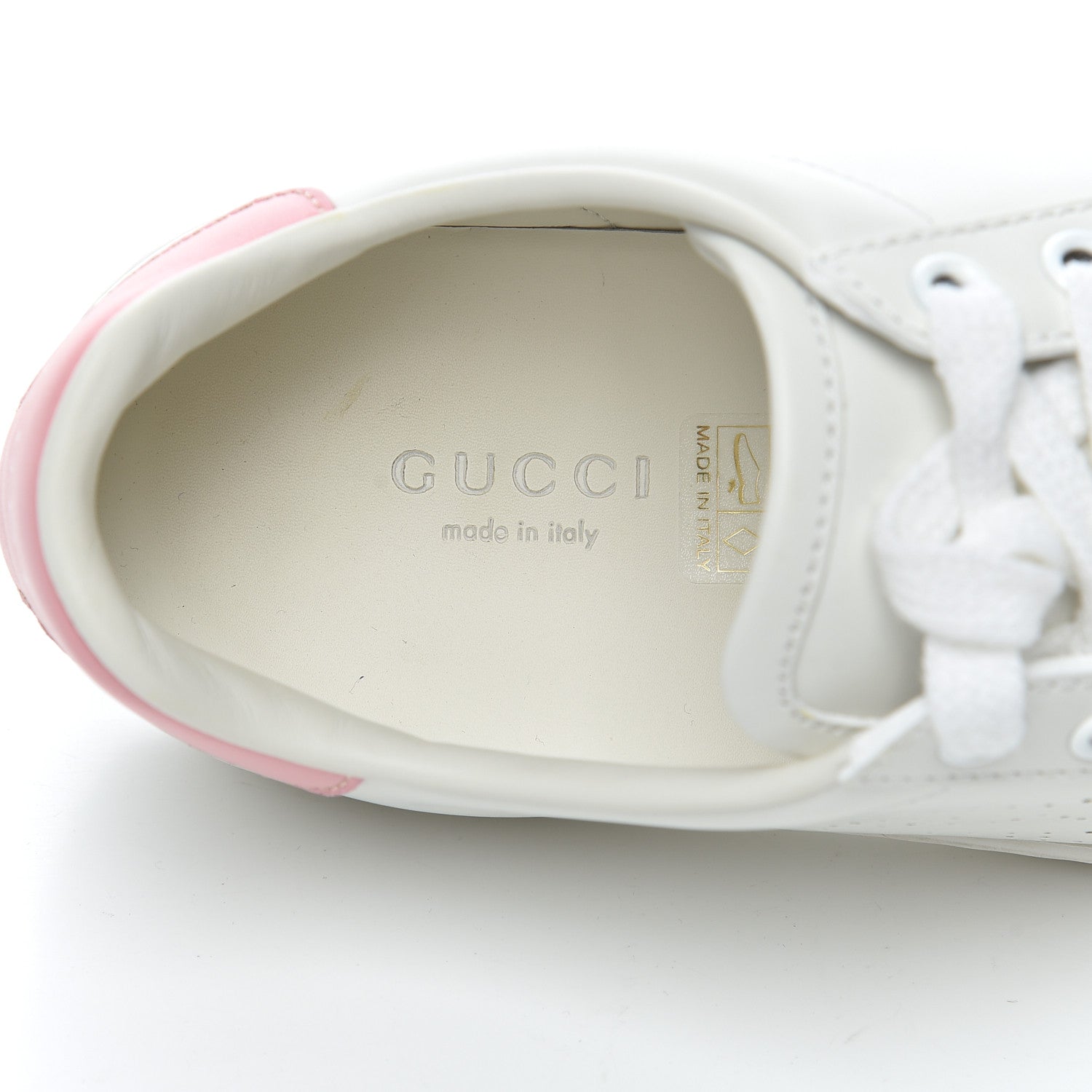 Gucci Calfskin Interlocking G Perforated Womens Ace Sneakers 35 White Wild Rose 6 of 14