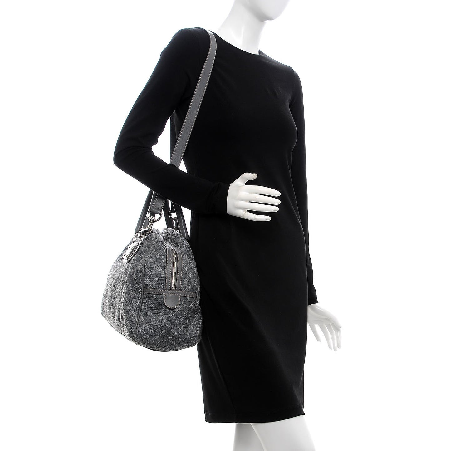 Woven Calfskin Miss Biz Bowler Grey