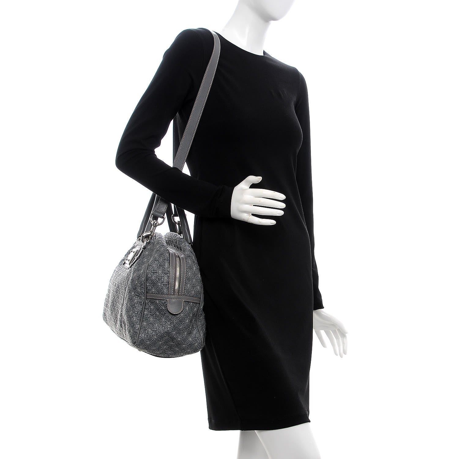 Dolce & Gabbana Woven Calfskin Miss Biz Bowler Grey 2 of 11