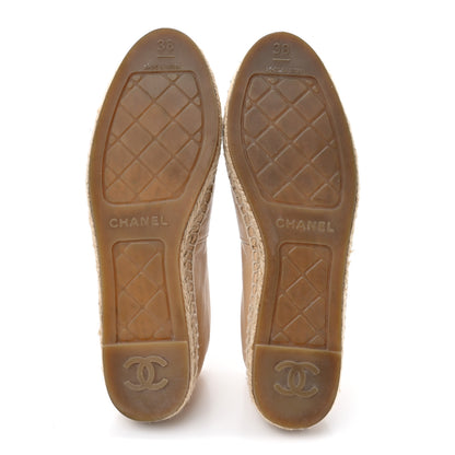 Chanel Lambskin CC Espadrilles 38 Beige Black 5 of 10