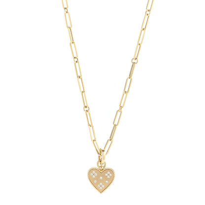 Roberto Coin 18K Yellow Gold Diamond Venetian Princess Heart Medallion Charm Necklace 1 of 7