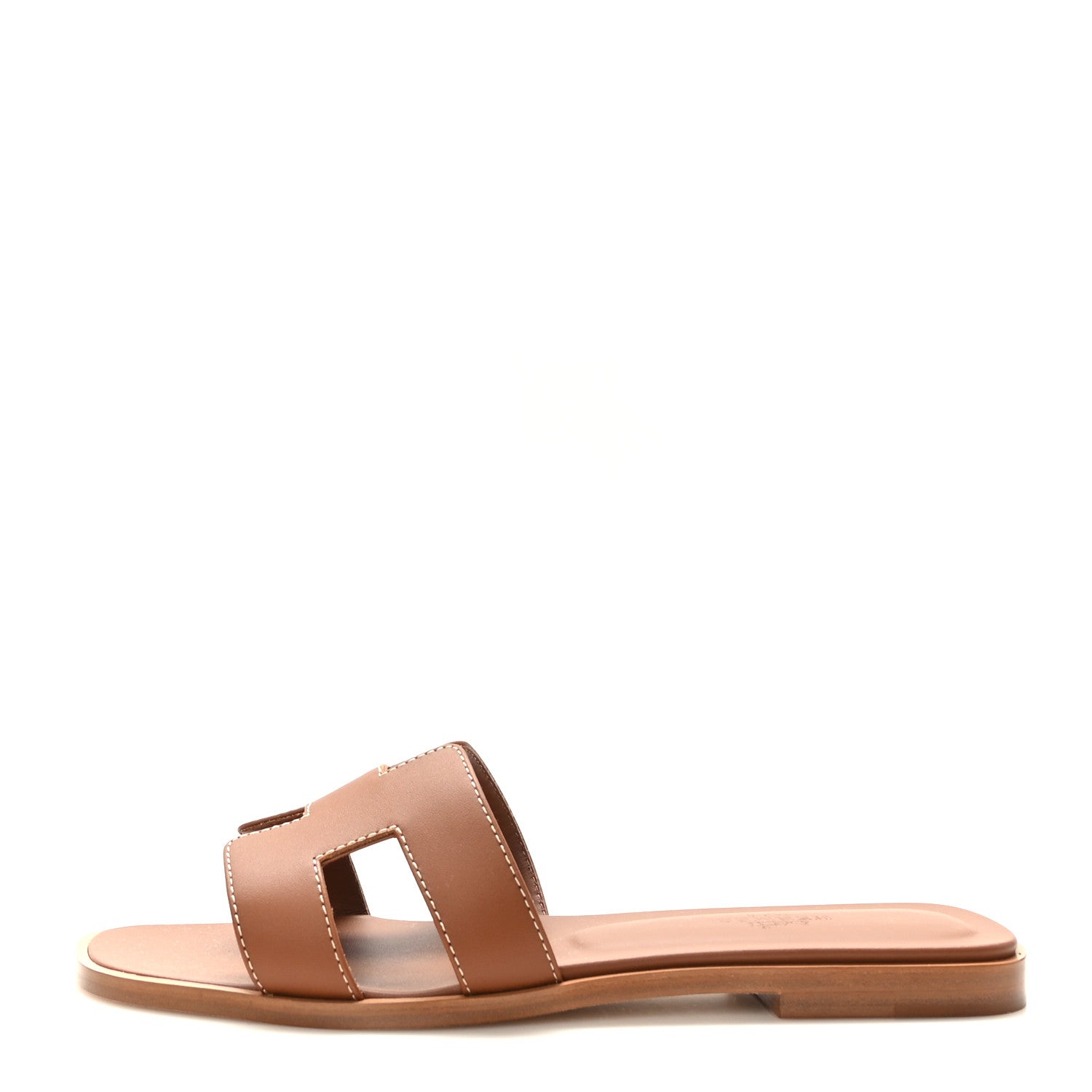 Hermes Box Calfskin Oran Sandals 37 Gold 1 of 9