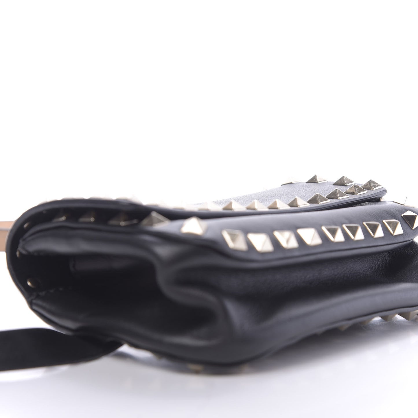 Calfskin Rockstud Belt Bag Black