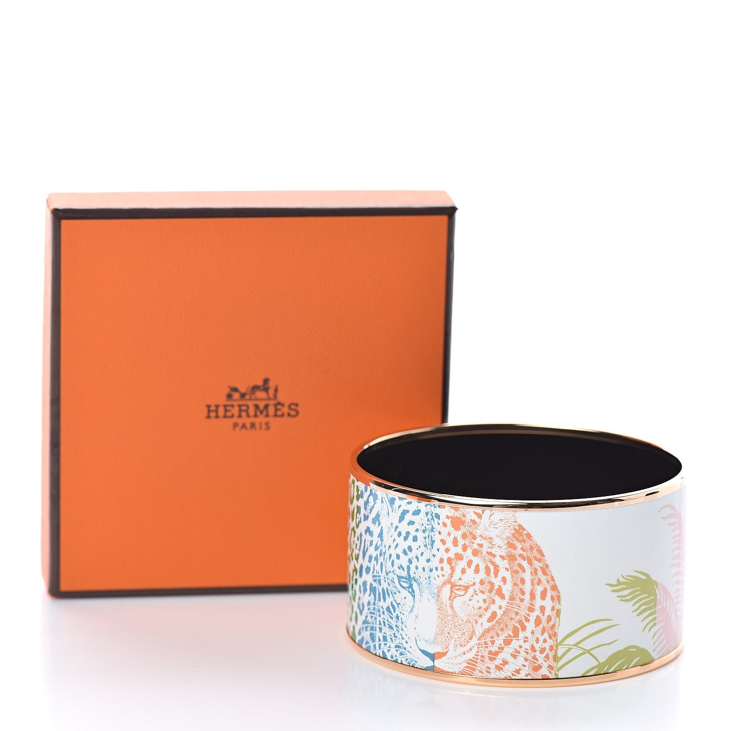Hermes Enamel Printed Jungle Love Rainbow Extra Wide Bracelet 70 Cassatta 6 of 6