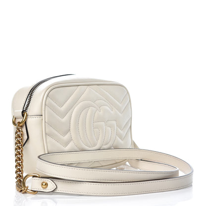 Gucci Calfskin Matelasse Mini GG Marmont Chain Shoulder Bag White 3 of 12