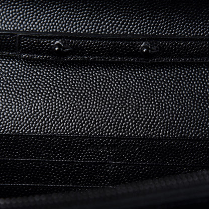 Saint Laurent Grain De Poudre Matelasse Chevron Monogram Chain Wallet Black White 9 of 11