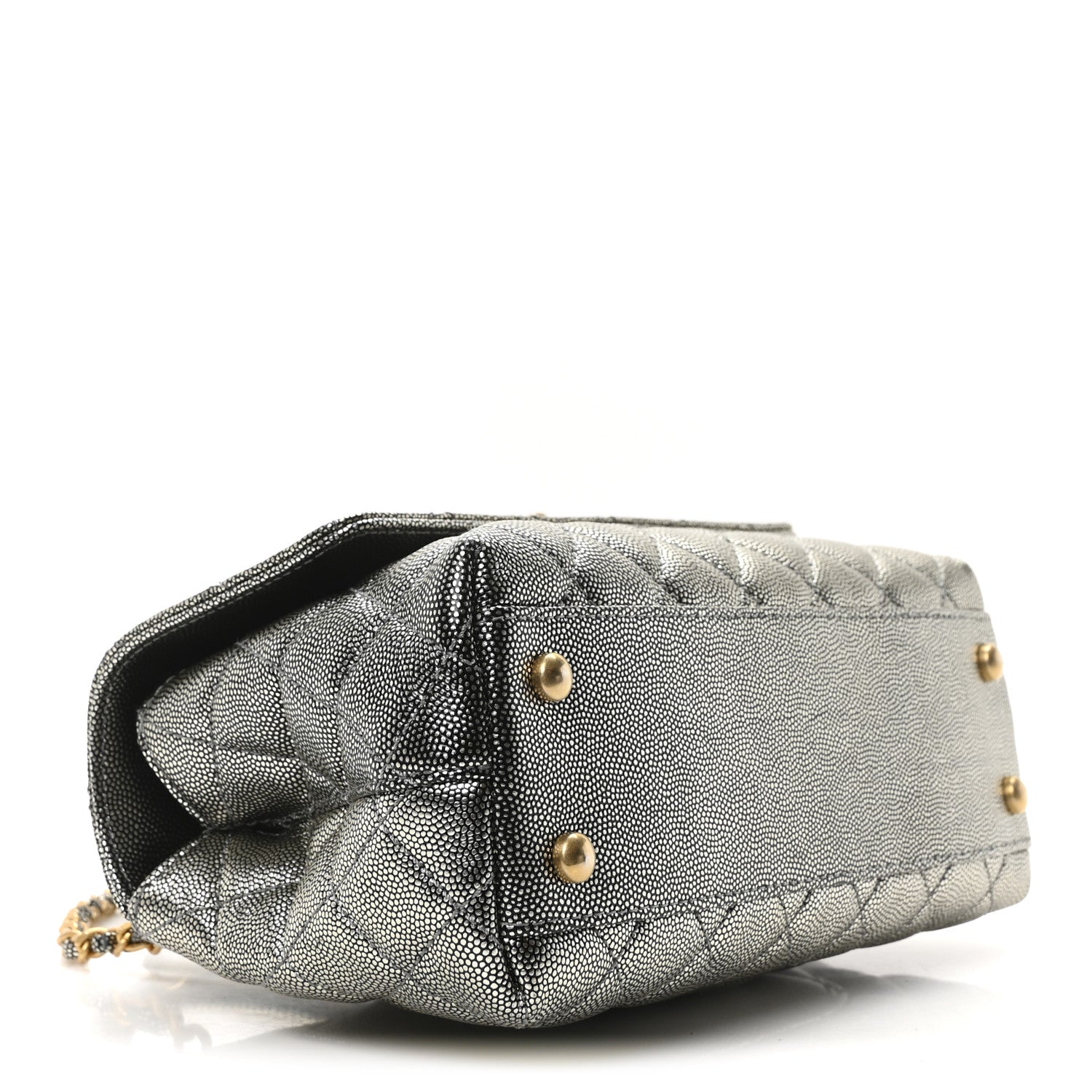 Chanel Metallic Caviar Quilted Mini Coco Handle Flap Silver 4 of 10