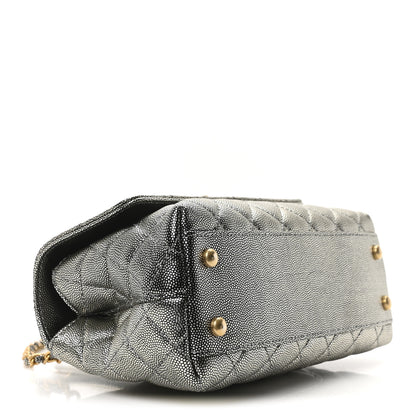 Chanel Metallic Caviar Quilted Mini Coco Handle Flap Silver 4 of 10