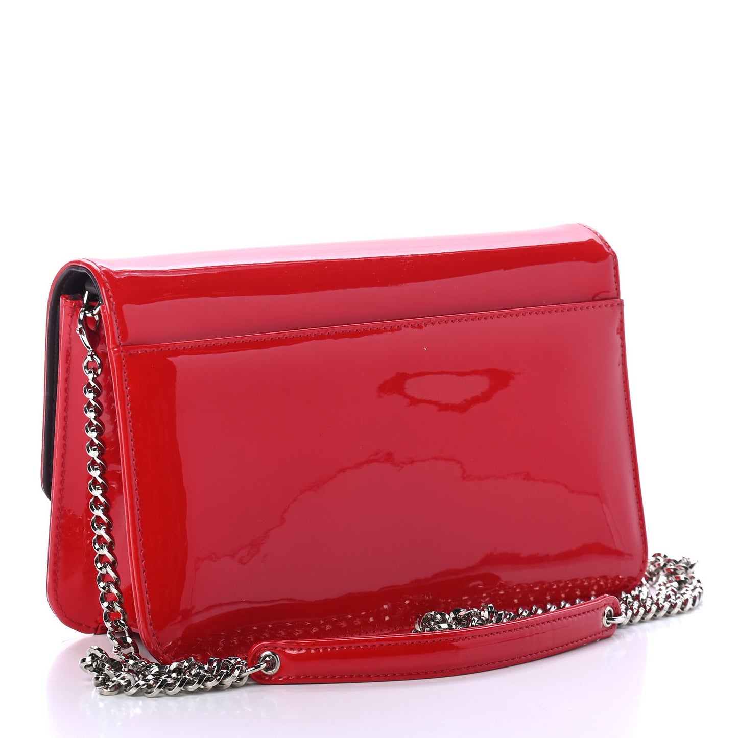 Metallic Box Patent Calfskin Miss Dior Promenade Pouch Red