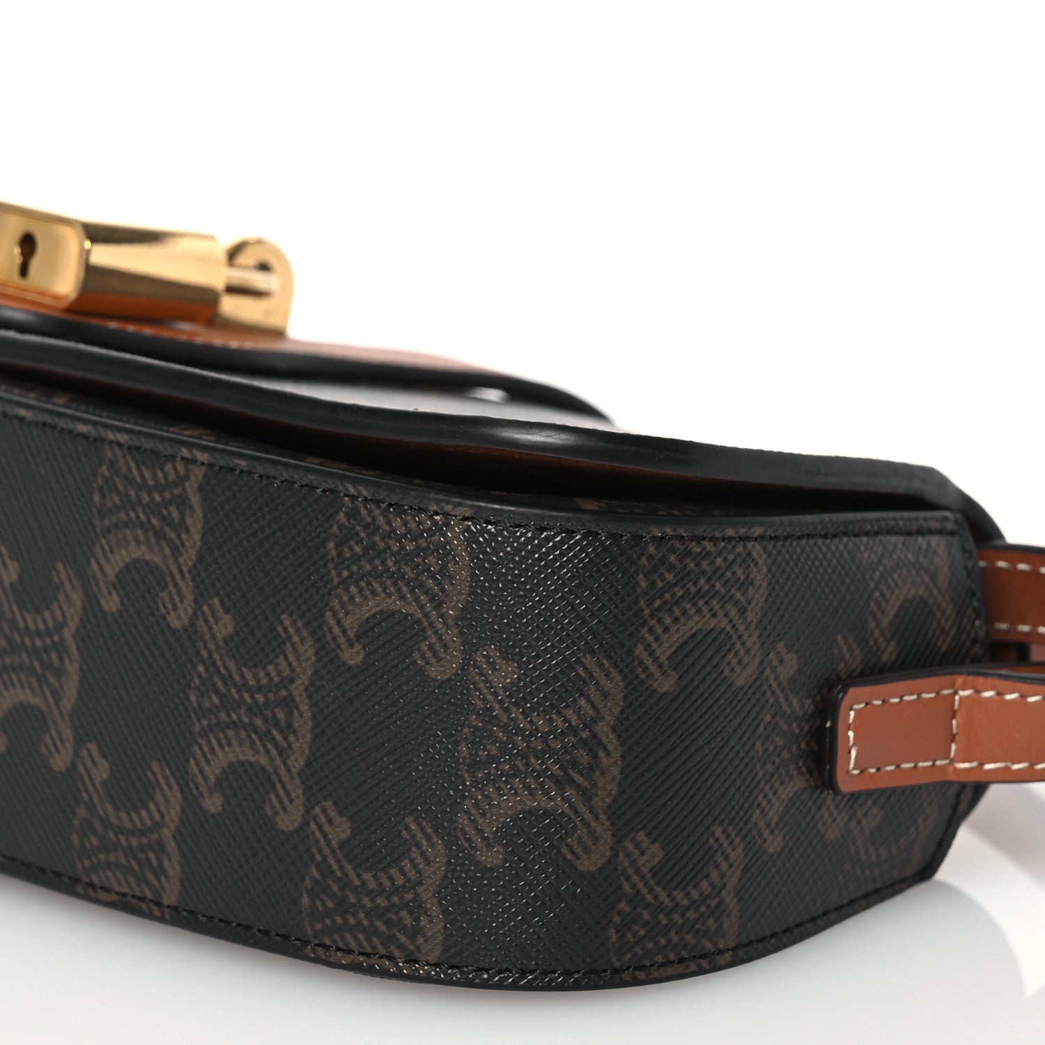 Celine Triomphe Canvas Calfskin Tabou Clutch on Strap Tan 11 of 11