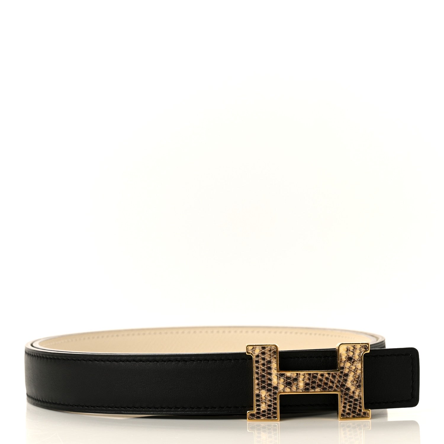 Hermes Epsom Swift Lizard 24mm Mini Constance H Belt 90 Craie Black 2 of 6