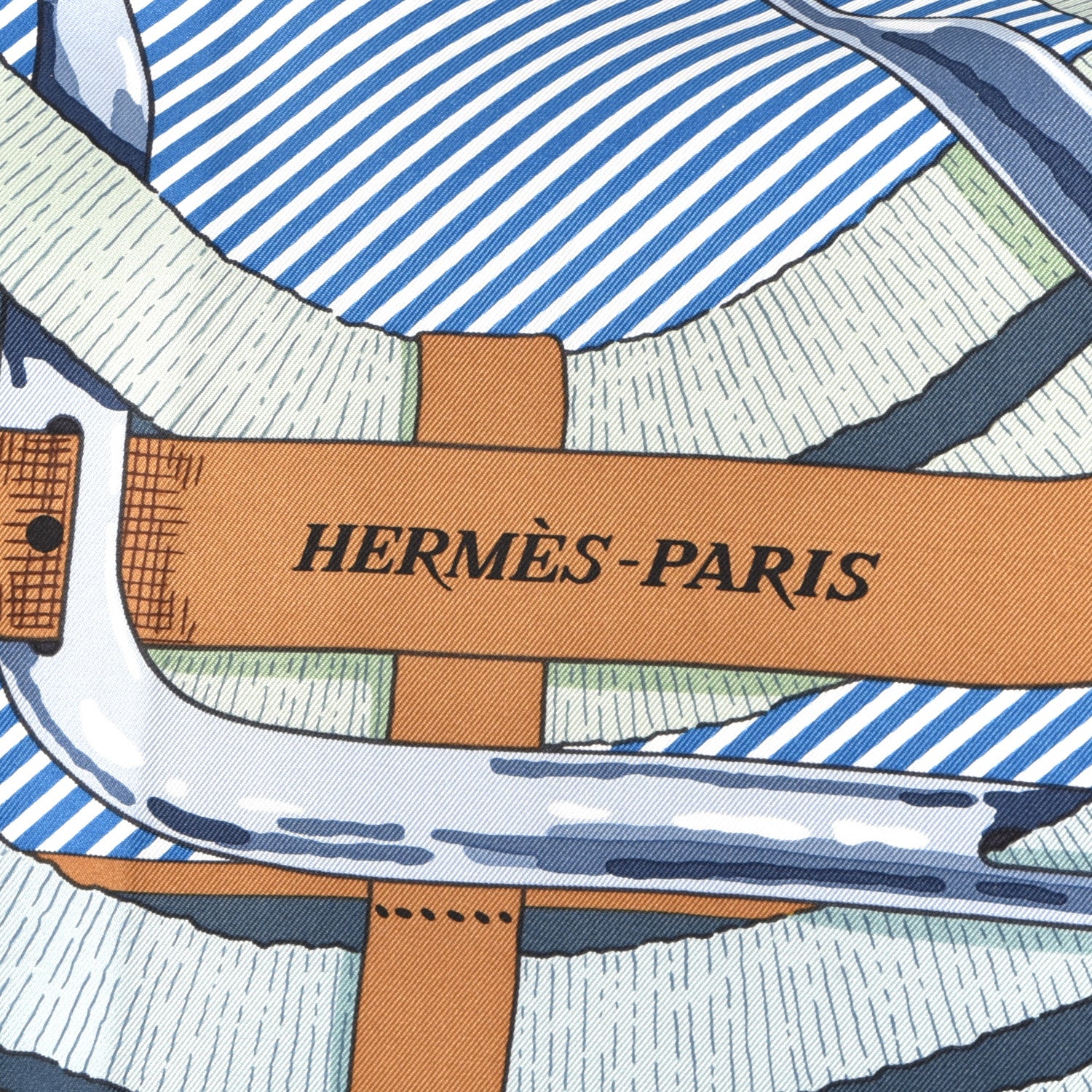 Hermes Silk Mors A Jouets Chemise Scarf 90 Petrole Vert Amande Ciel 4 of 4