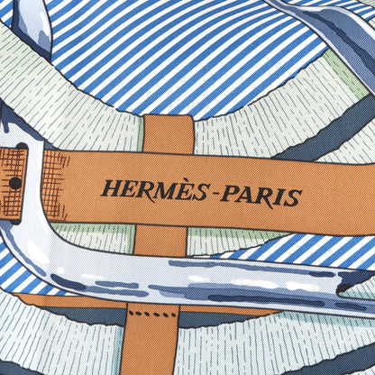 Hermes Silk Mors A Jouets Chemise Scarf 90 Petrole Vert Amande Ciel 4 of 4