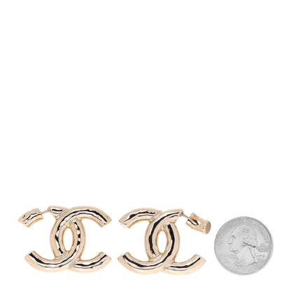 Chanel Metal Large CC Earrings Light Gold 2 of 5