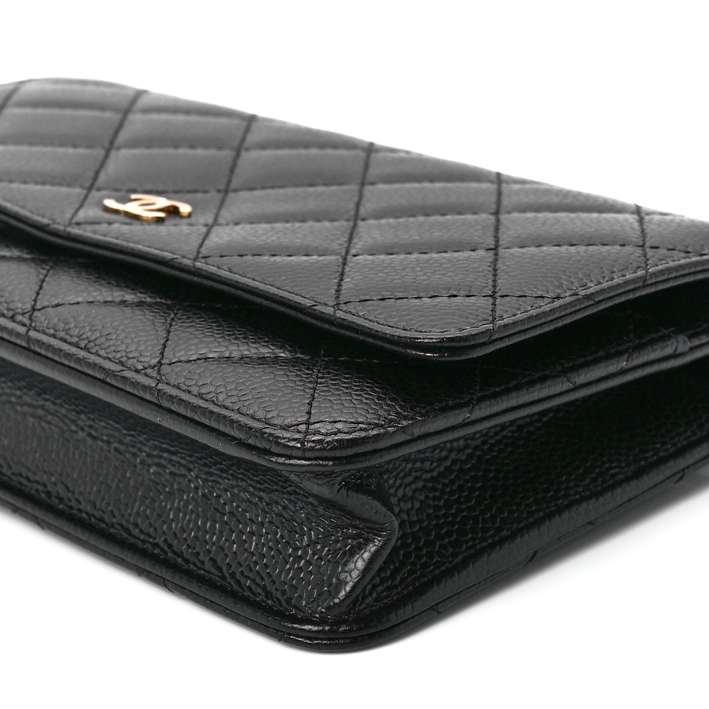 Caviar Quilted Wallet on Chain WOC Black