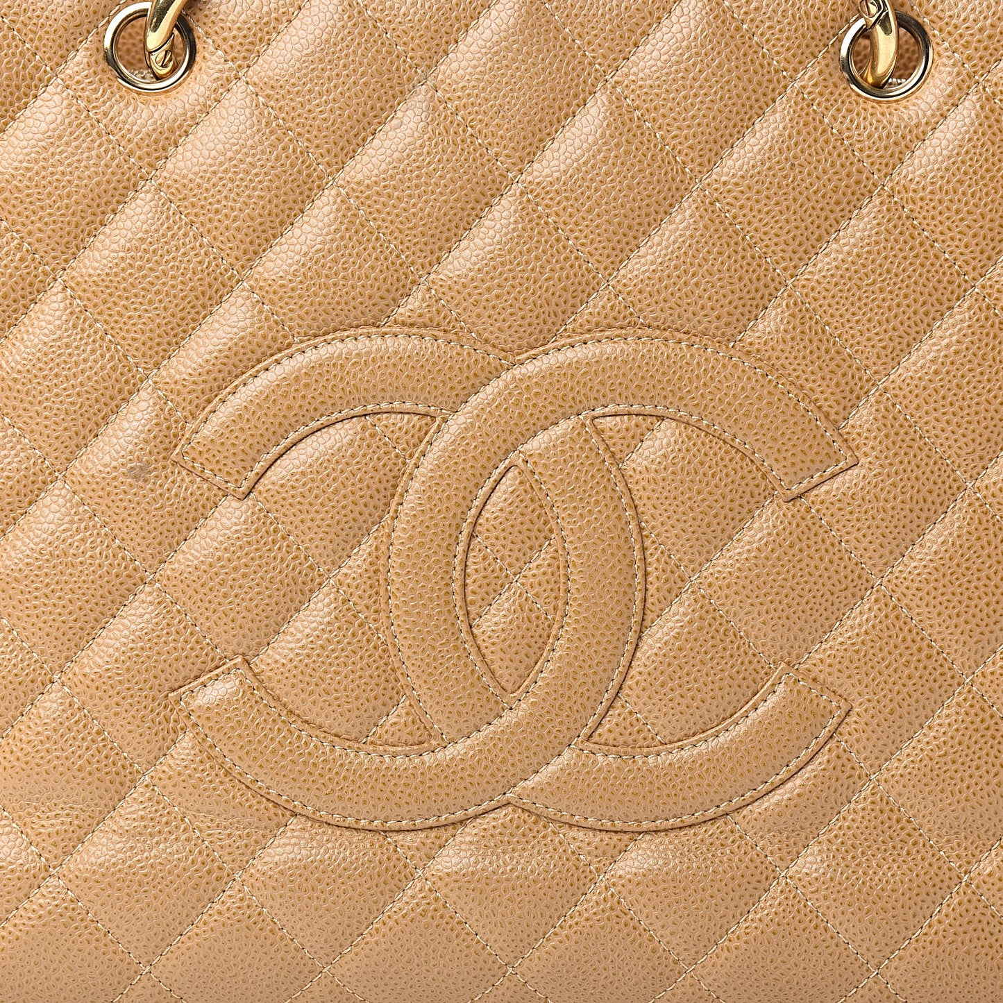Caviar Quilted Grand Shopping Tote GST Beige