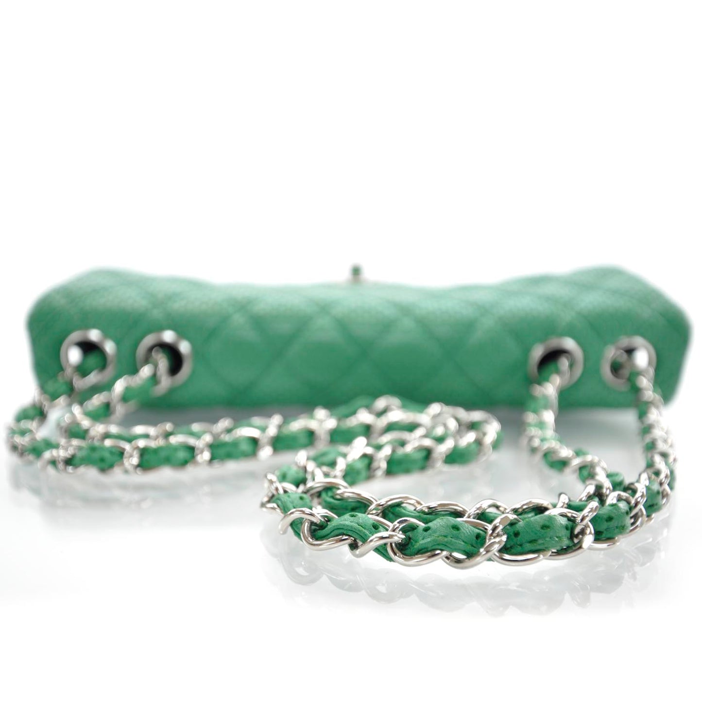 Calfskin Perforated East West Flap Green