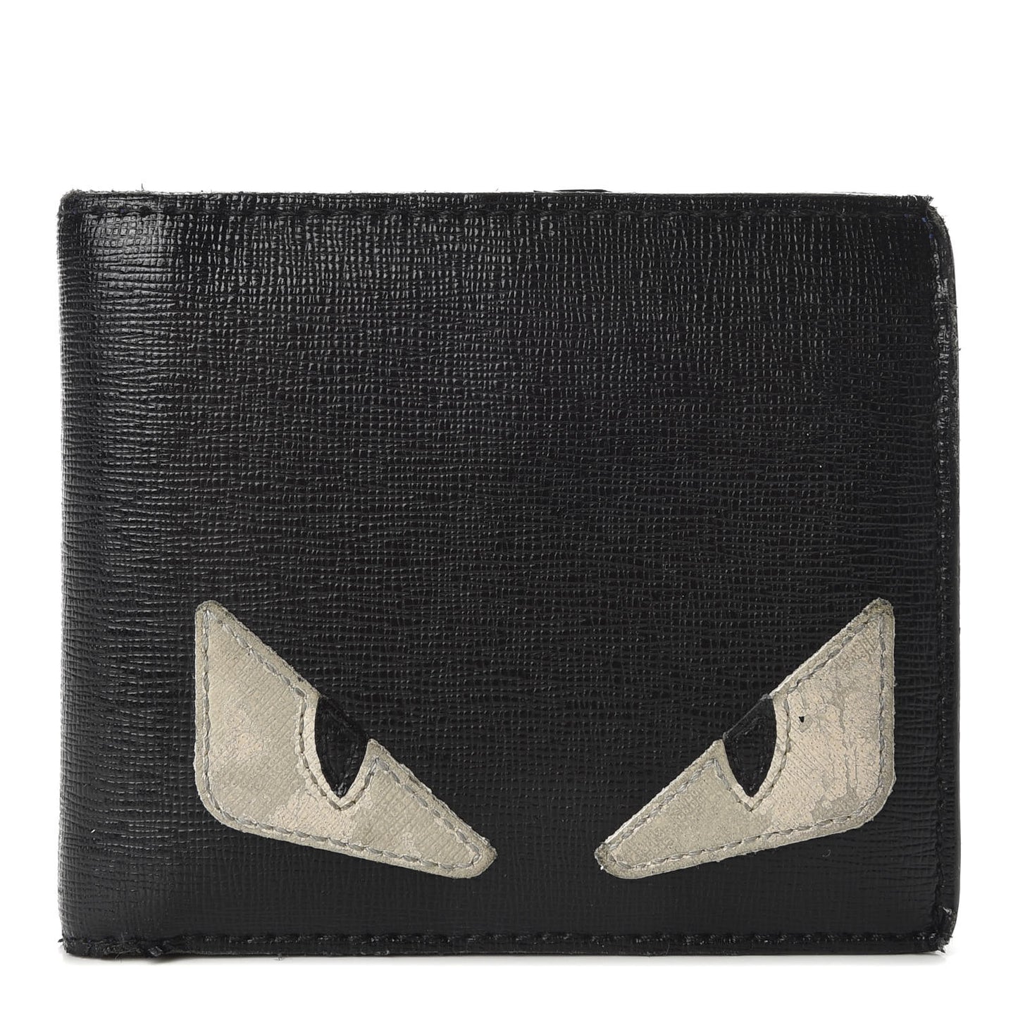 Vitello Elite Monster Eyes Inlay Bi-Fold Wallet Asfalto Blue