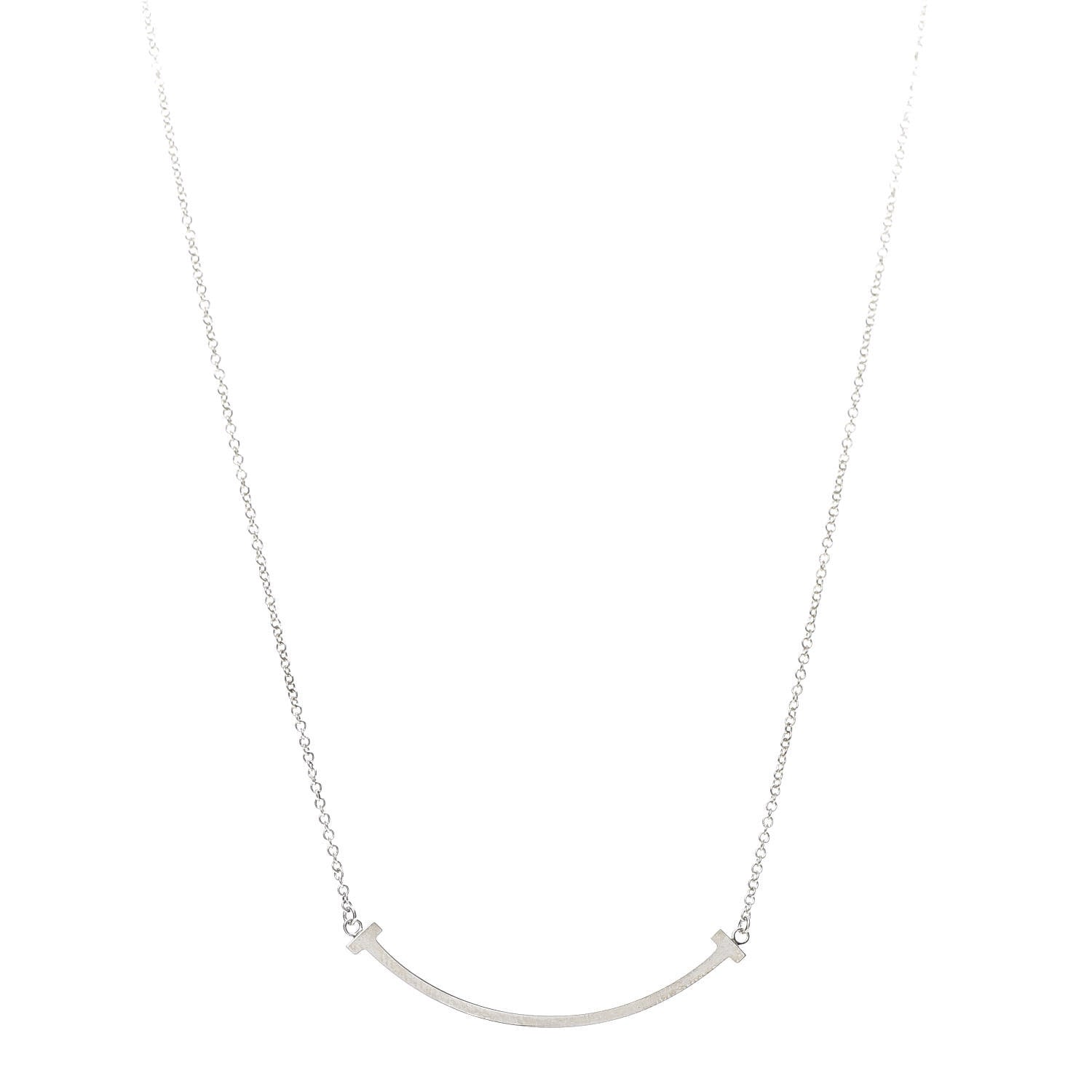 Tiffany Sterling Silver Small T Smile Pendant Necklace 1 of 6