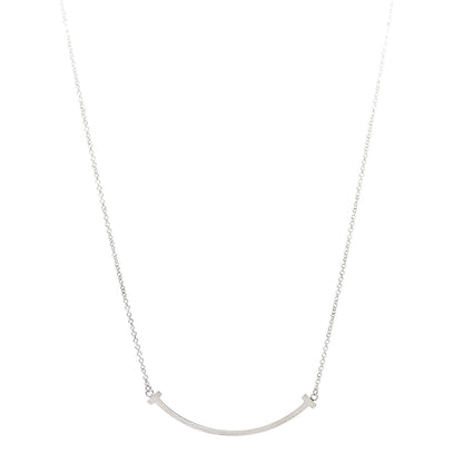 Tiffany Sterling Silver Small T Smile Pendant Necklace 1 of 6