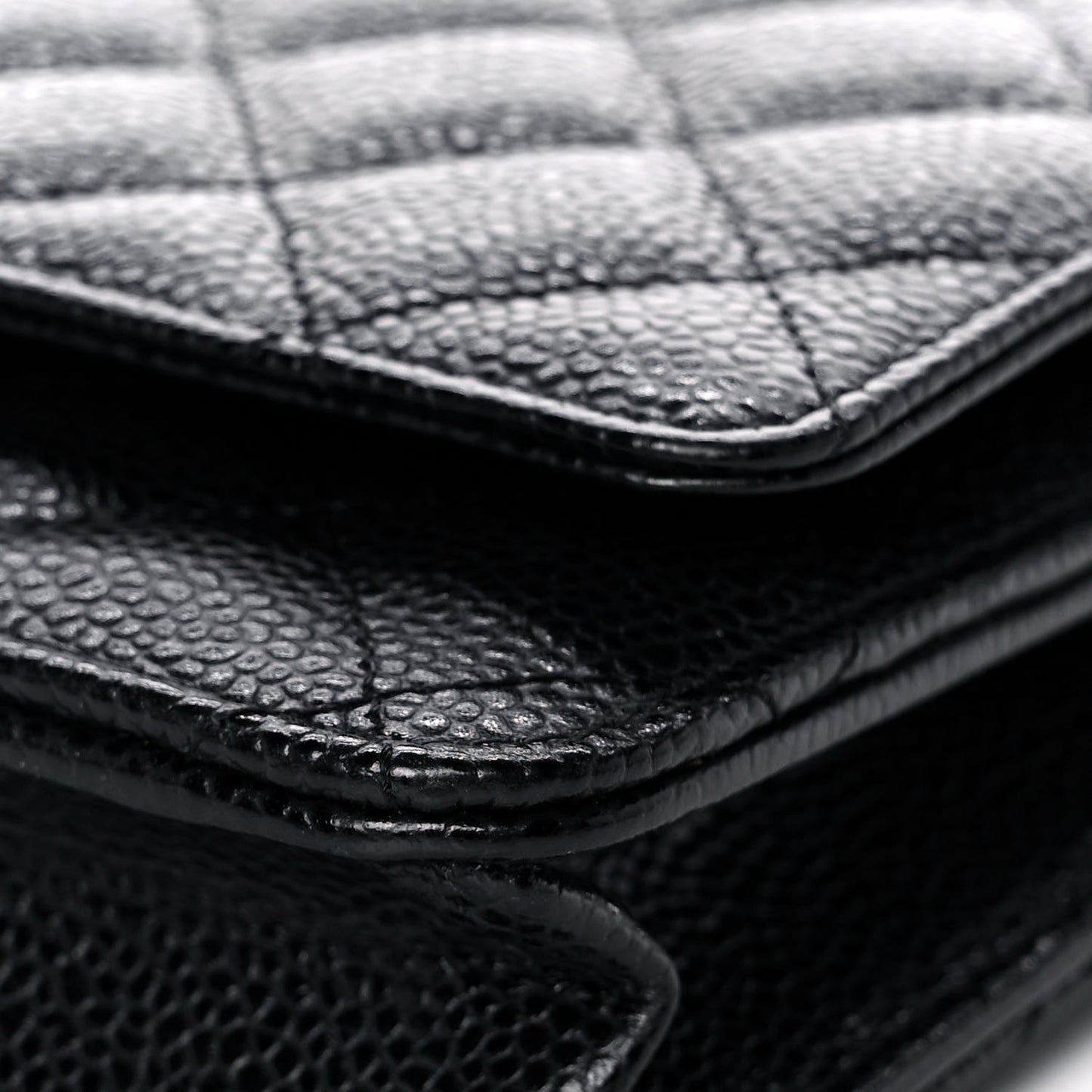 Caviar Quilted Wallet On Chain WOC Black