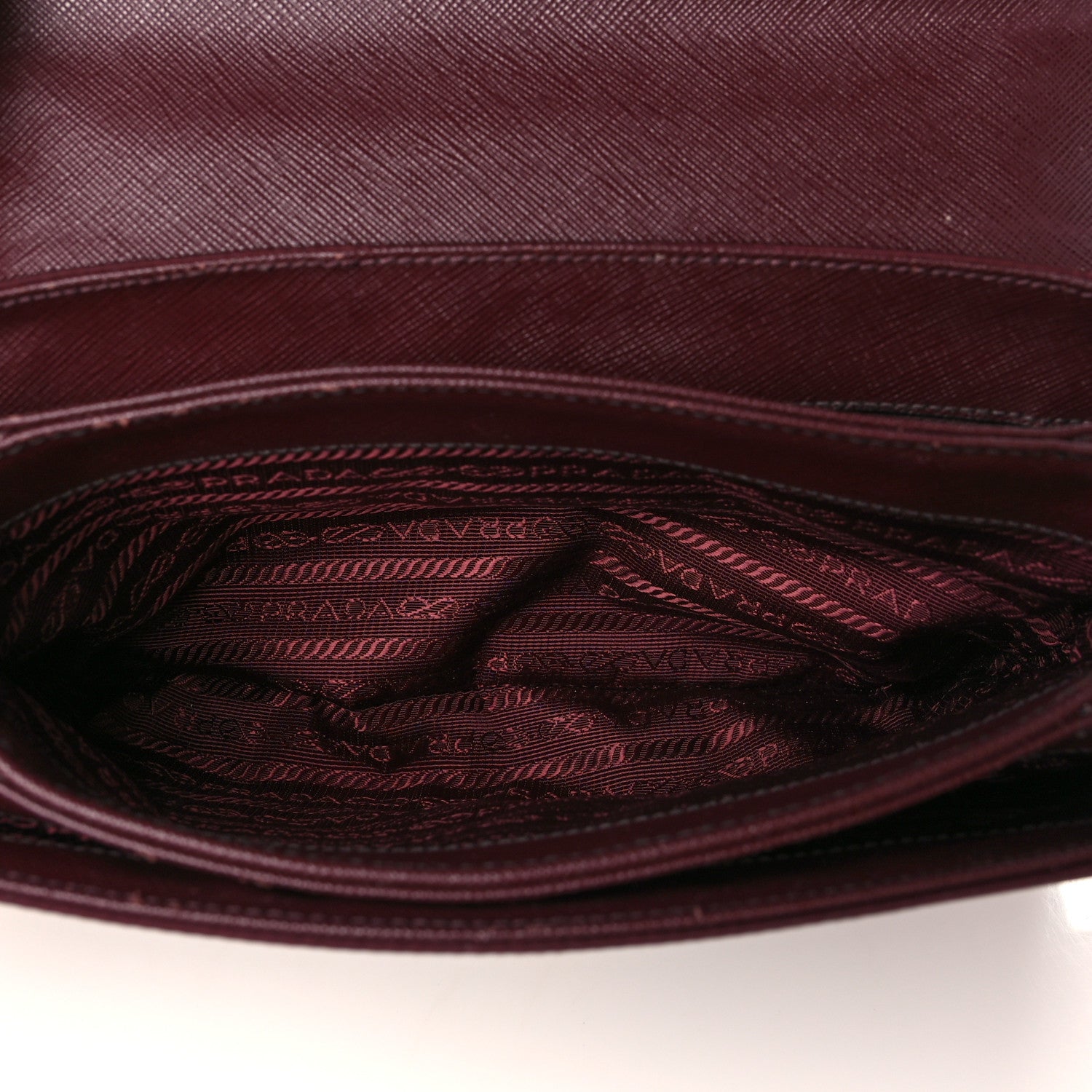 Prada Saffiano Tessuto Nylon Chain Shoulder Bag Granato 4 of 5