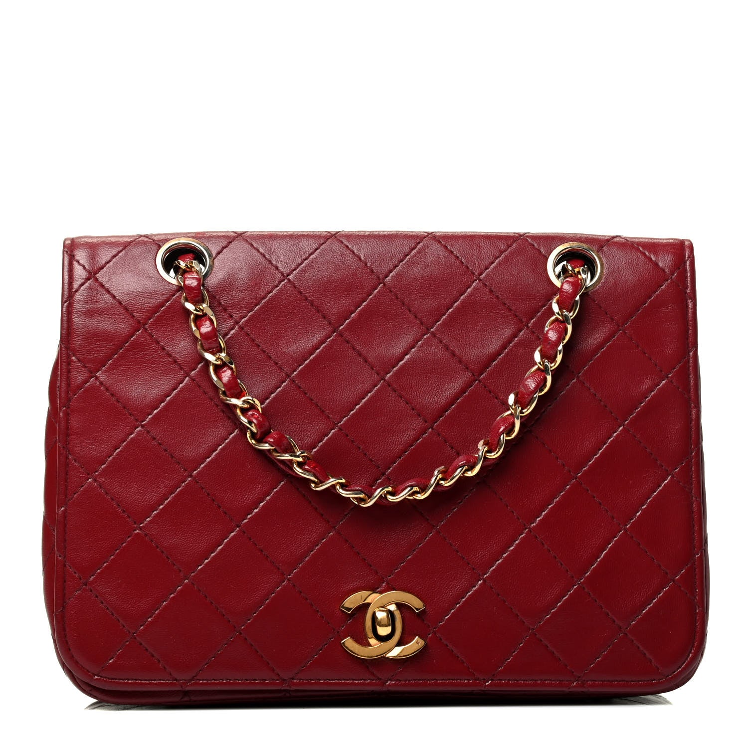 Chanel Lambskin Quilted Small Single Flap Bag Red 1 of 4