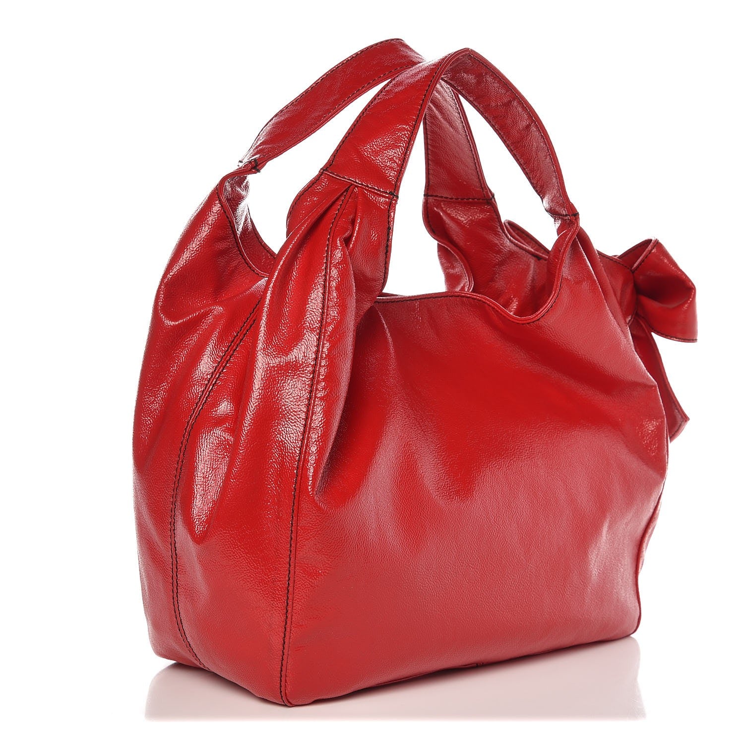 Valentino Garavani Crinkled Canvas Small Nuage Bow Hobo Red 3 of 7