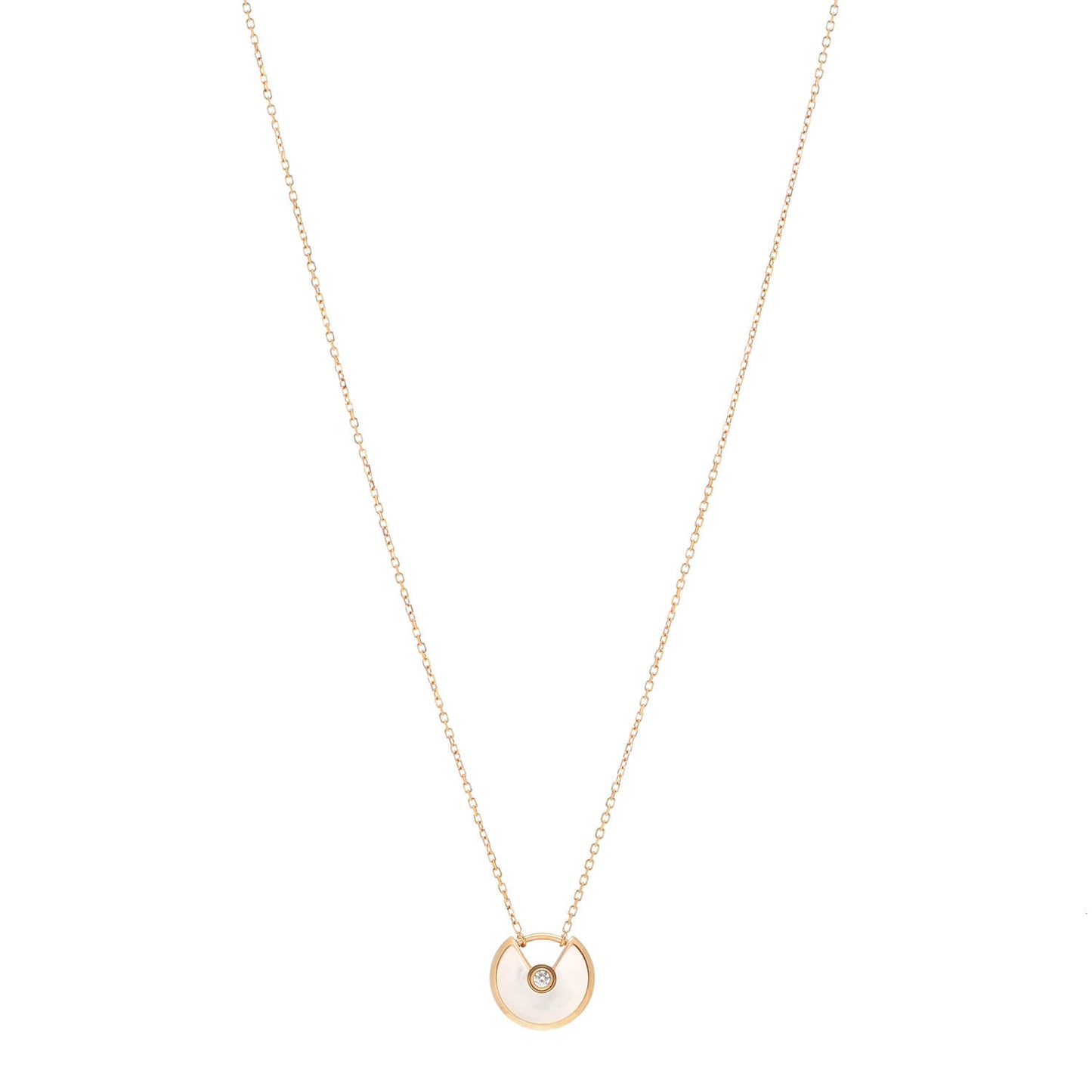 18K Yellow Gold Diamond Mother of Pearl XS Amulette de Cartier Pendant Necklace