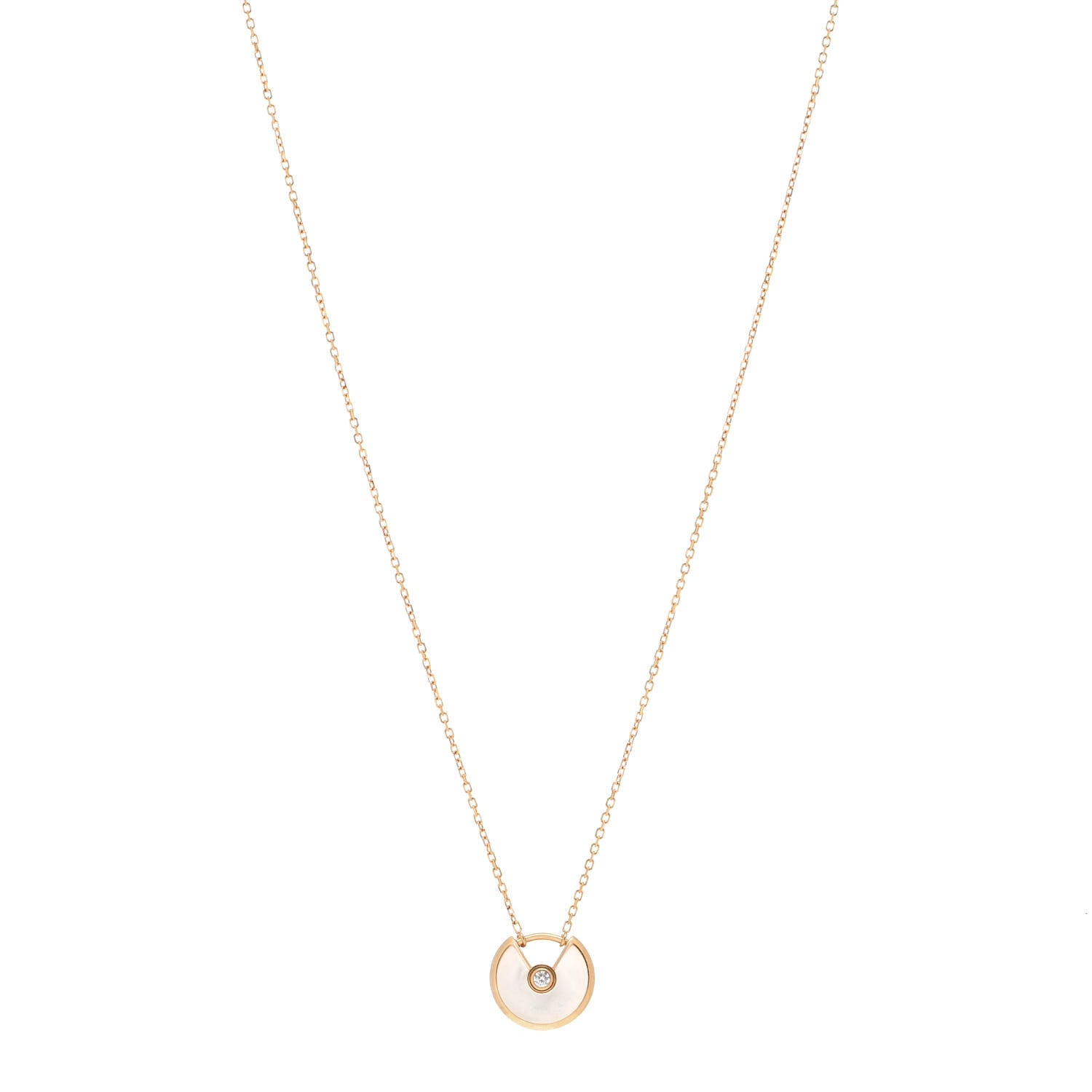 Cartier 18K Yellow Gold Diamond Mother of Pearl XS Amulette de Cartier Pendant Necklace 1 of 6