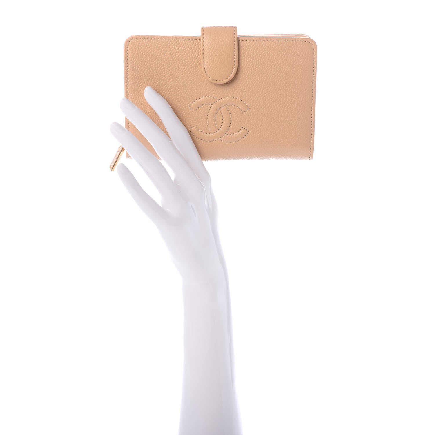 Chanel Caviar Timeless CC French Wallet Beige 2 of 7