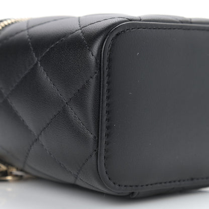 Chanel Lambskin Quilted Mini Pearl Crush Vanity Case With Chain Black 9 of 11