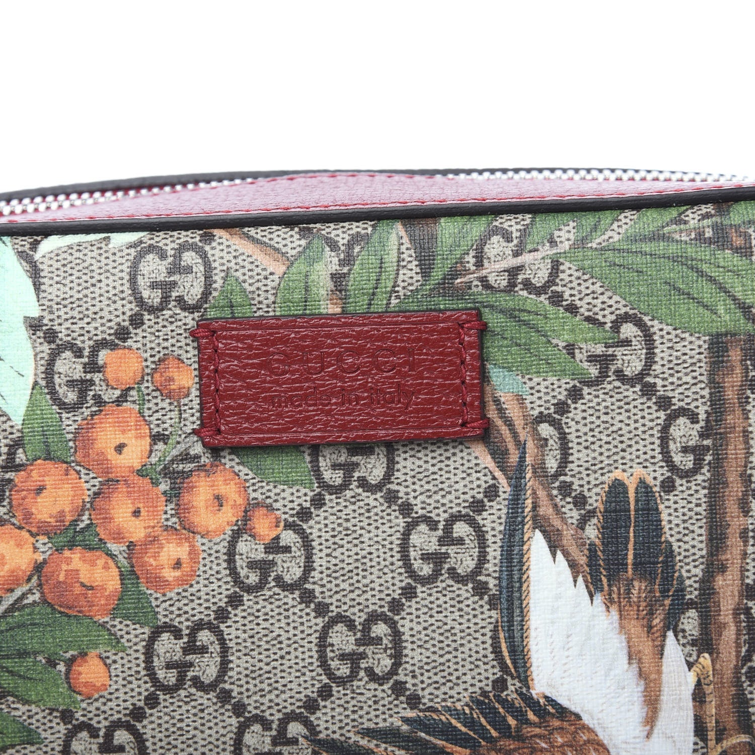 Gucci GG Supreme Monogram Tian Web Camera Bag Beige Multicolor Red 9 of 10