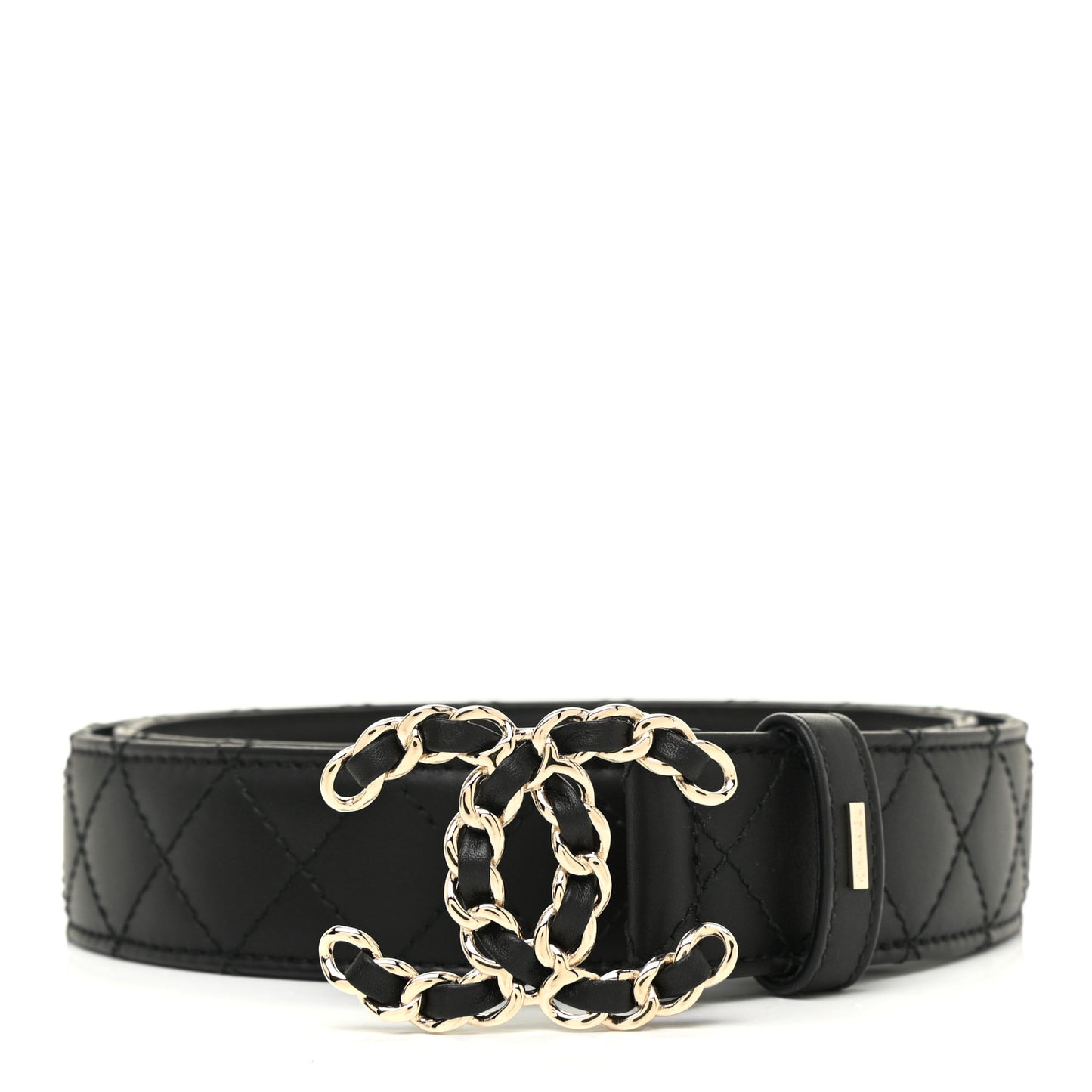 Lambskin Quilted CC Chain Belt 80 32 Black